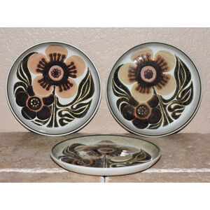 Denby Westbury Bread Plates Set of 3 Stoneware 6.5” Pottery England Vintage 70s